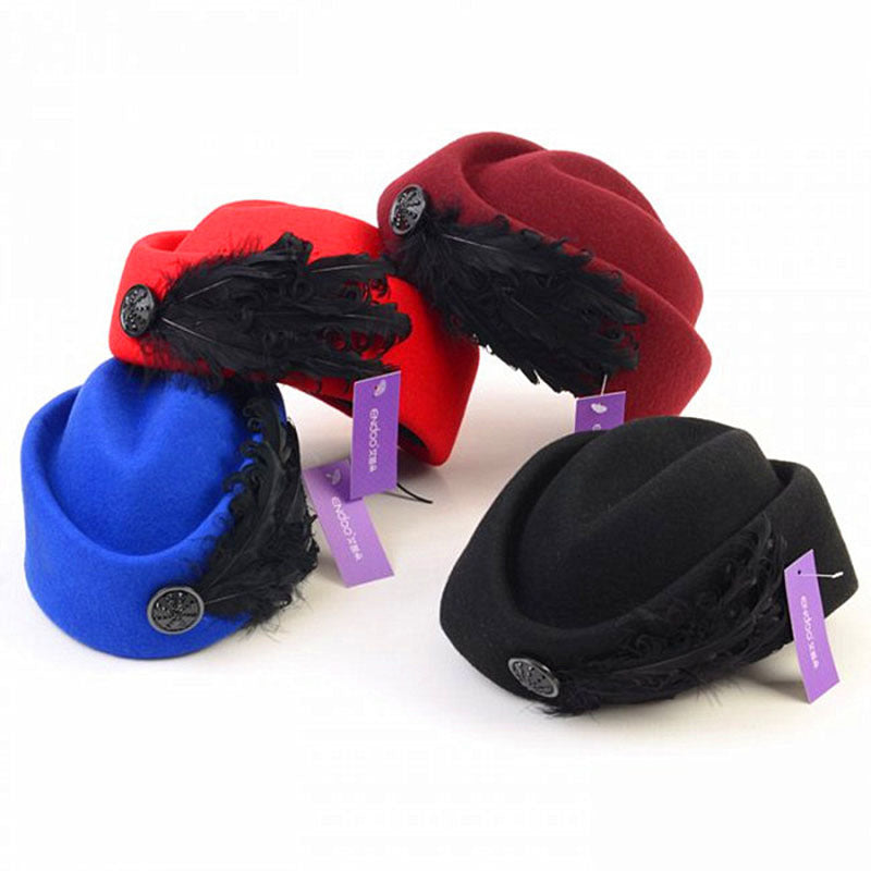 Deluxe Feather Stewardess Hat